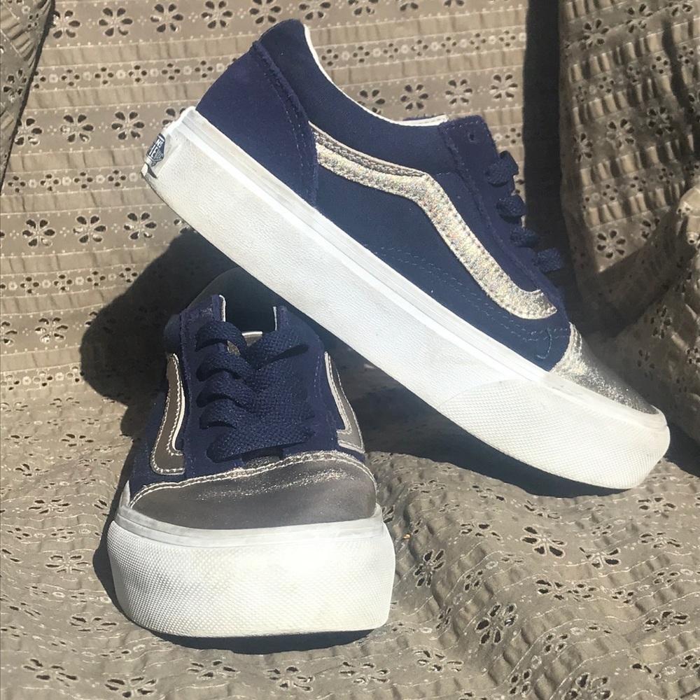 Vans Kids Old Skool Platform Metallic Gold & Blue